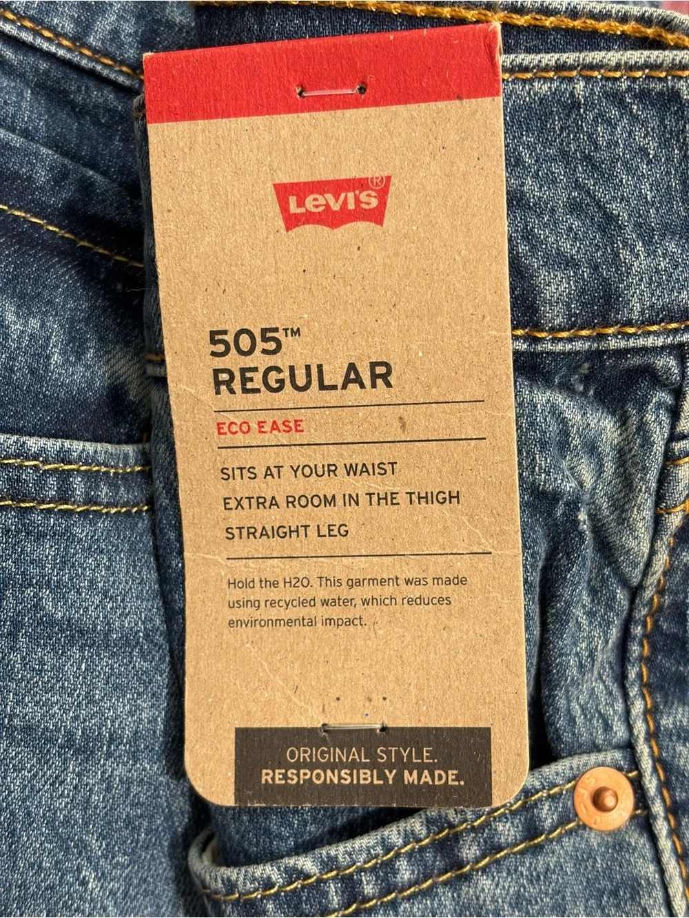 New Levi's Men's 505 Straight Jeans in Medium Blue Wash